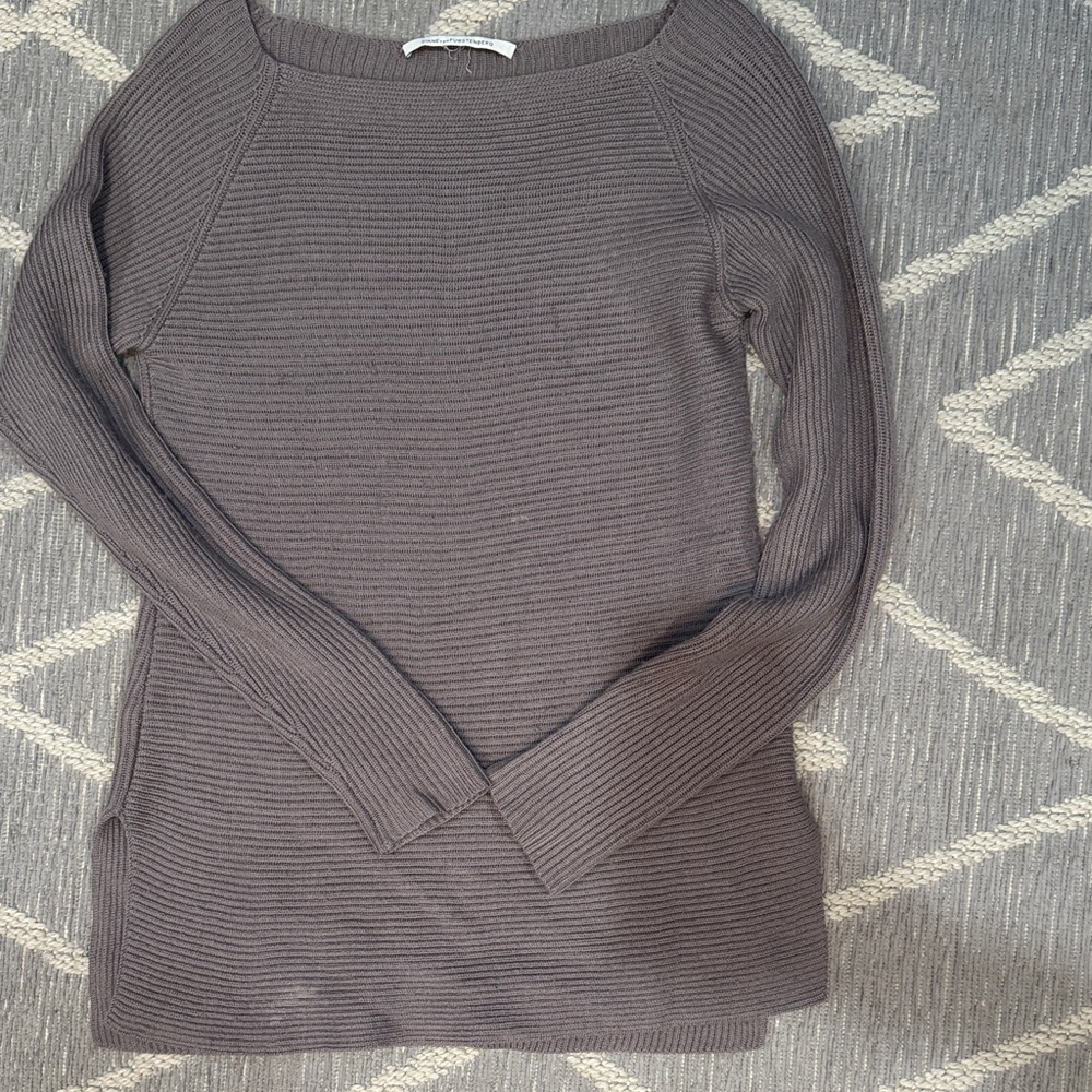 Diane Von Furstenberg Off-the-Shoulder Gray Sweater